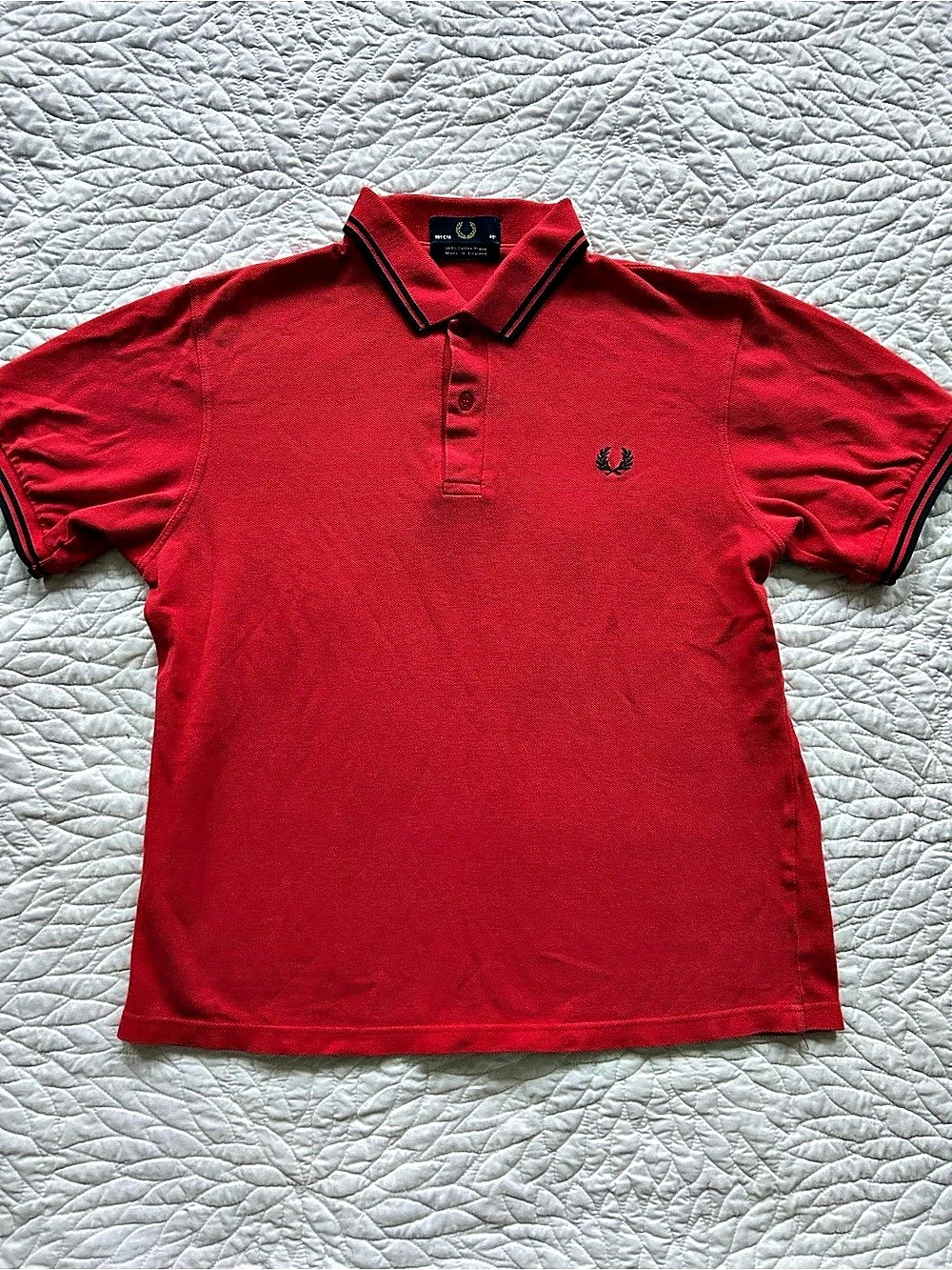 Fred Perry M12 Made in England Twin Tipped Polo Shirt Red Medium